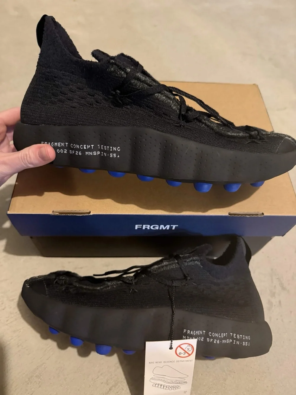 Nike x Fragment Mind 002 Black Sneakers Size 10